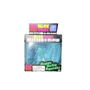 NeeDoh Nice Cube Glitter and Glow, Nee Doh Squishy, Glowing Ice Cube BLUE